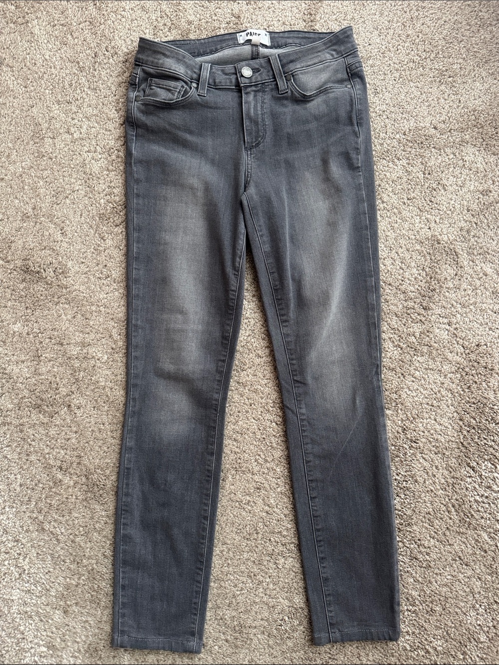 PAIGE Gray Wash Skinny Jeans